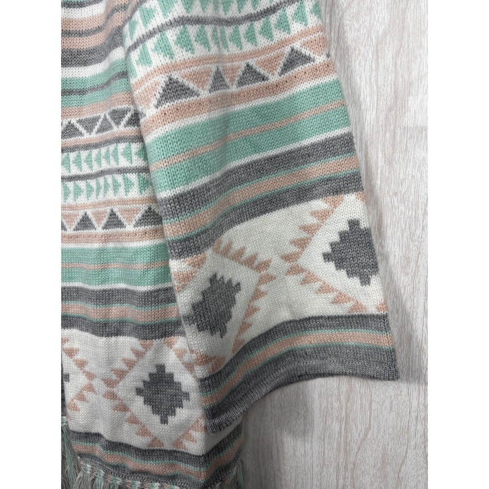 Lil Bees Aztec Fringe Cardigan Sweater Jacket Boho Western Tribal L - Picture 5 of 8